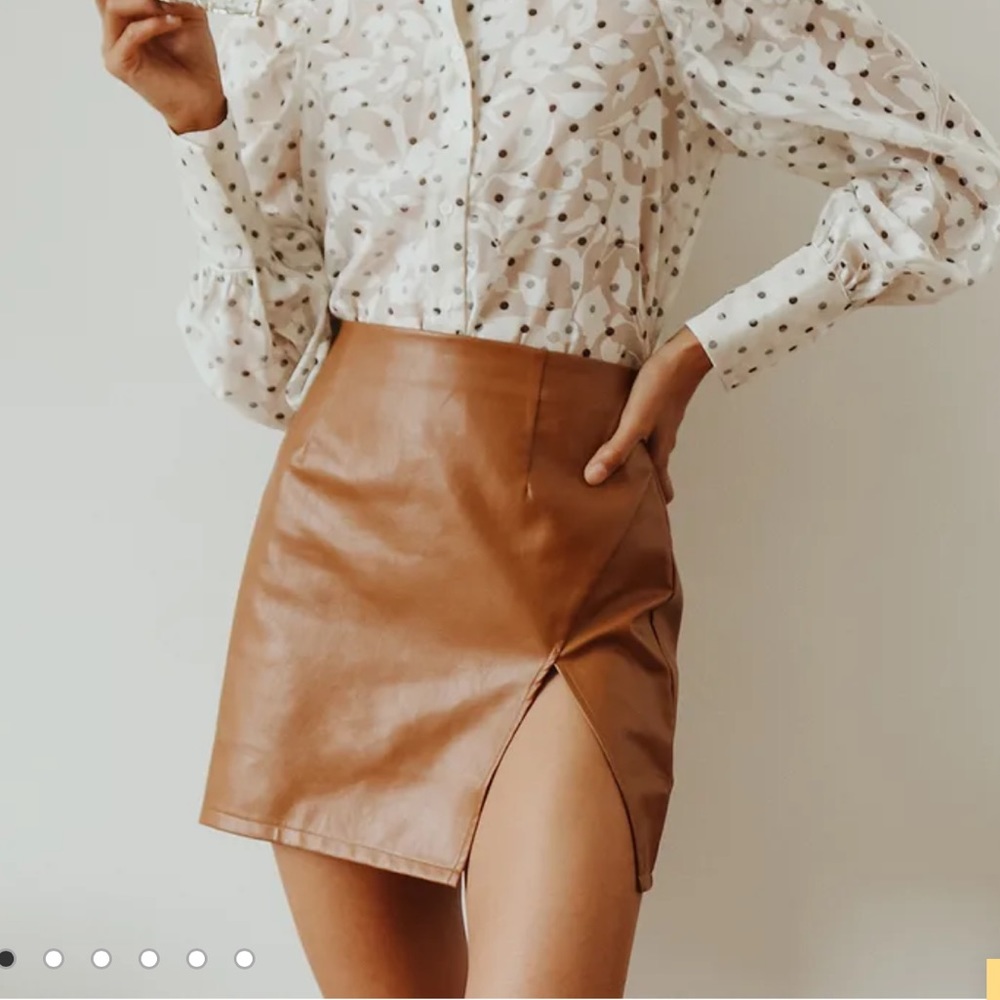 lulus brown vegan leather skirt